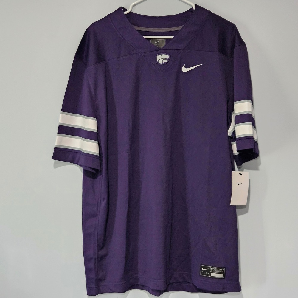 Nike Kansas State Wildcats Mens Untouchable Football‎ Jersey Ink Purple XL NEW